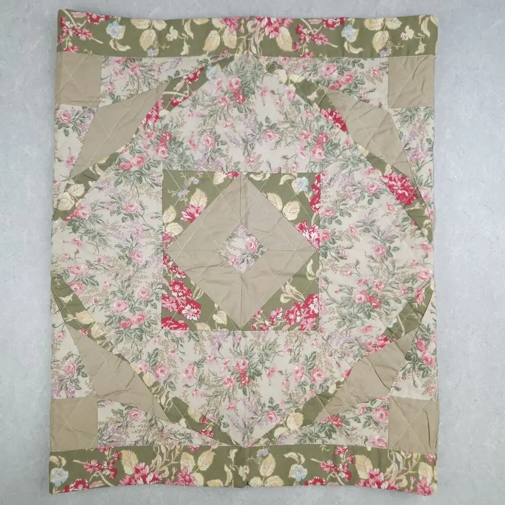Patchwork‎ Pillow Sham KING Quilted Floral Cottage Farmhouse Shabby Country 1pc